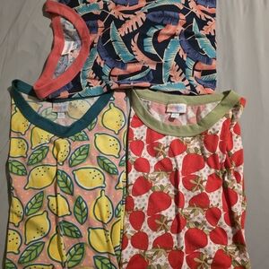 LuLaRoe Short Sleeve Tees - Lemon, Strawberry, and Leaf Patterns